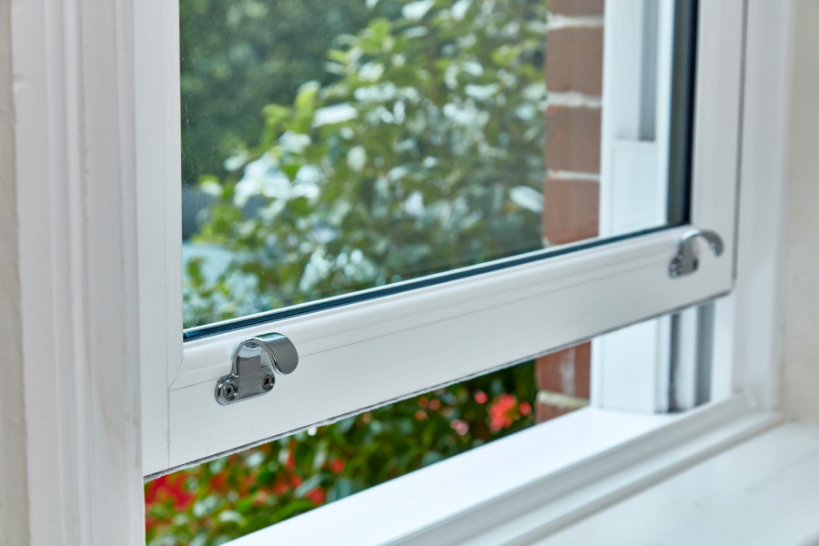 White uPVC Sliding Sash Window in Open Position