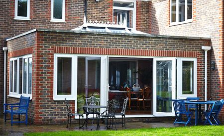 Orangery with White uPVC French doors and windows