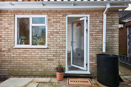 white aluminium back door