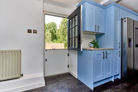 Dual Anthracite grey Keswick stable door with cottage bars kitchen interior