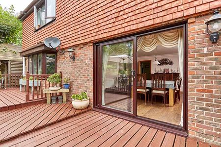 Dark woodgrain uPVC sliding patio door