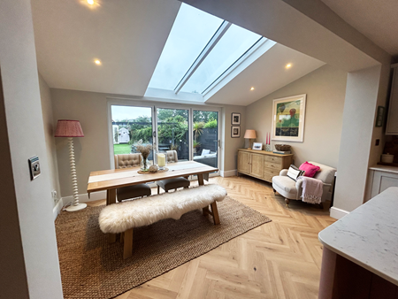Extension with White Knight uPVC French doors and windows
