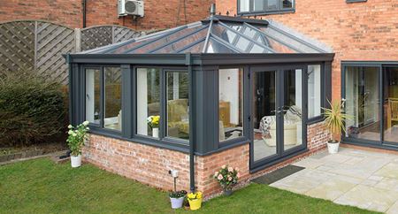 Edwardian uPVC conservatory with French doors