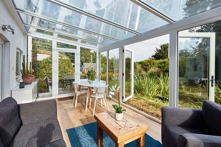 uPVC white to lean to conservatory interior