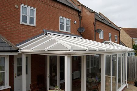 White uPVC Veranda with polycarbonate solarguard roof