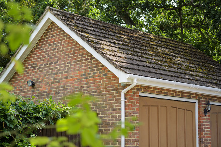 White upVC Bargeboard over garage