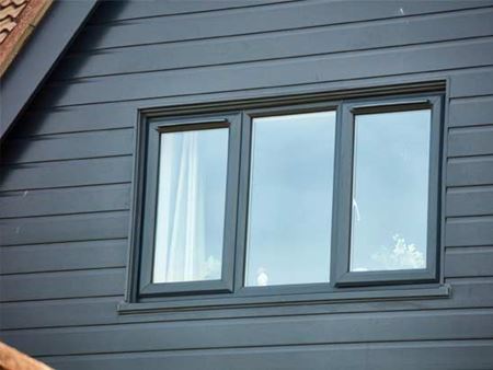 Close up of Anthracite Grey cladding from the Anglian roofline range