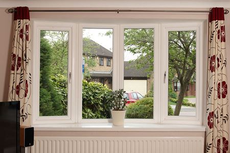 Internal view of white uPVC bay window