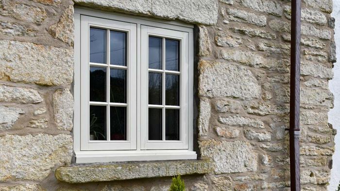 Ivory white wooden flush window