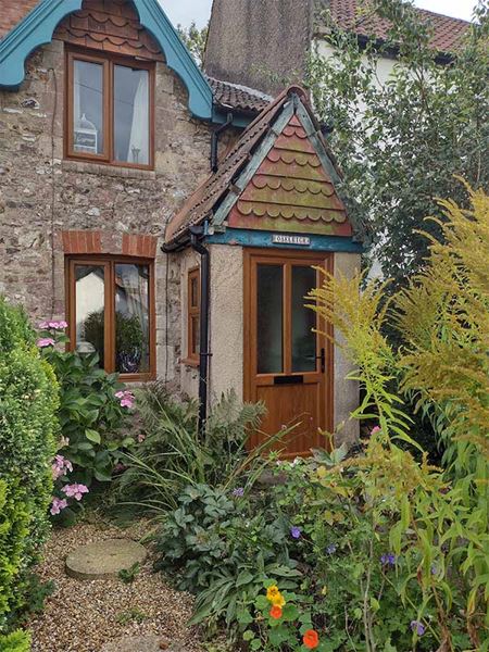 Golden oak woodgrain effect uPVC front door